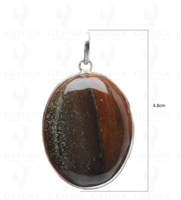 Iron Tiger’S Eye Gemstone Studded Pendant In.925 Silver Overlay GP4105