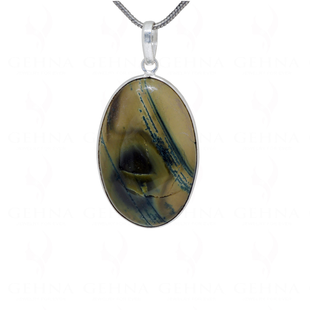 Creek Jasper Gemstone Studded Pendant In.925 Silver Overlay GP4110