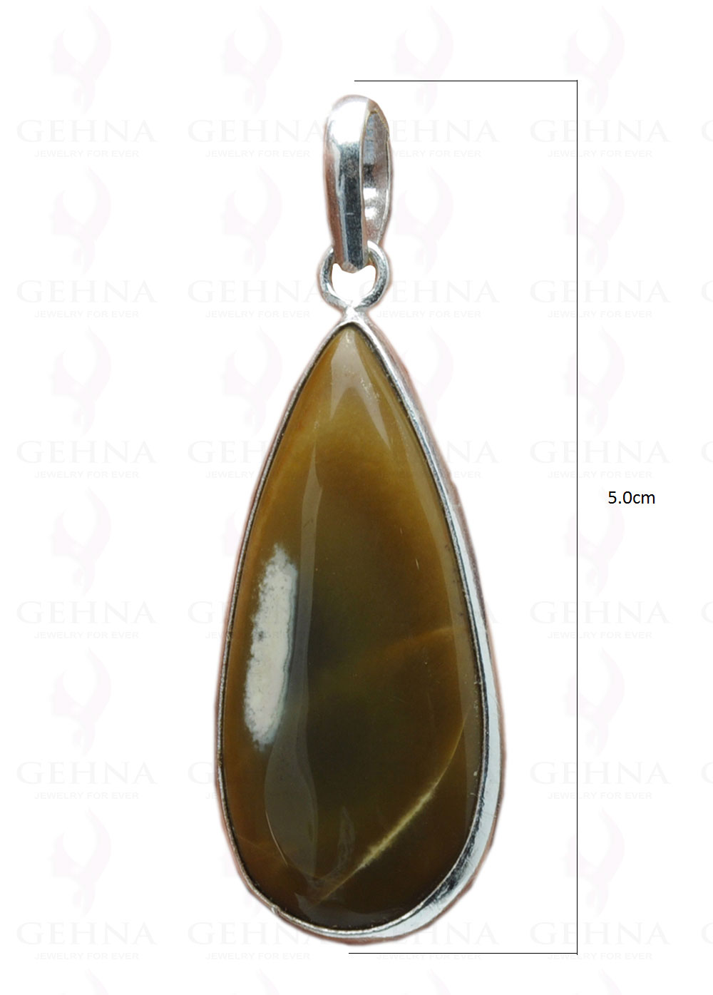 Green Creek Jasper Gemstone Studded Pendant In.925 Silver Overlay GP4111