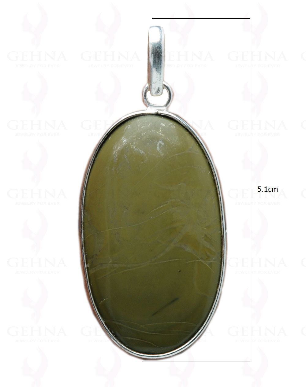 Green Creek Jasper Gemstone Studded Pendant In.925 Silver Overlay GP4114
