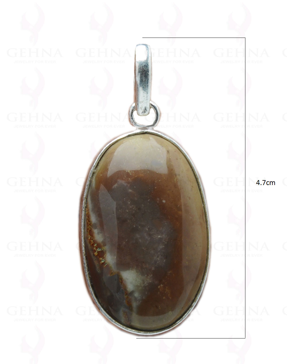 Creek Jasper Gemstone Studded Pendant In.925 Silver Overlay GP4115