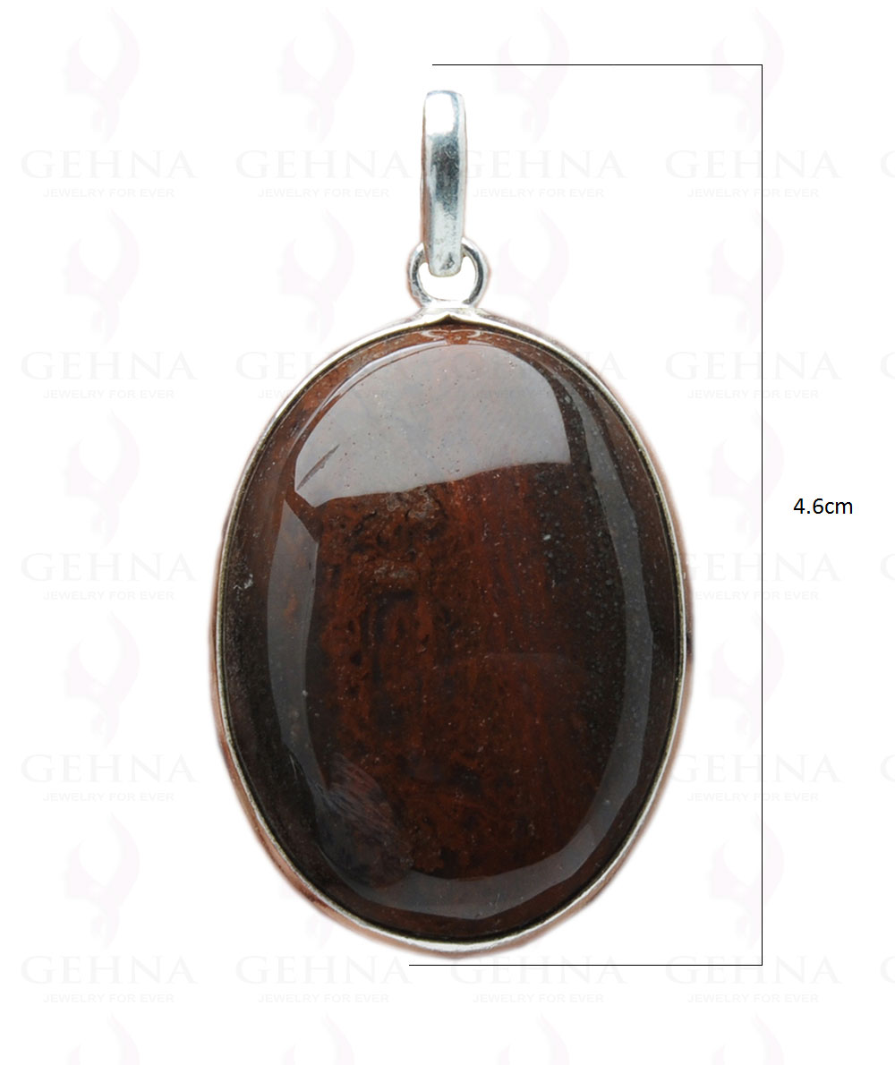 Iron Tiger’S Eye Gemstone Studded Pendant In.925 Silver Overlay GP4118