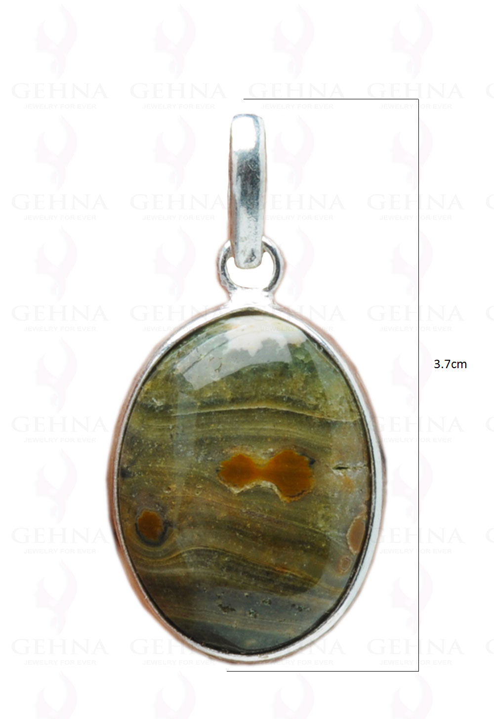 Creek Jasper Gemstone Studded Pendant In.925 Silver Overlay GP4119