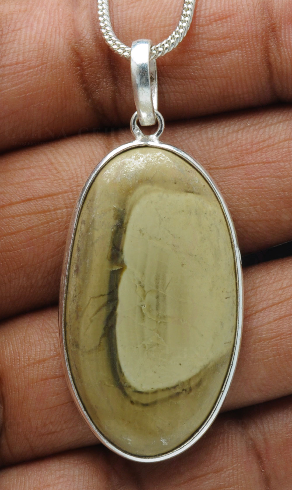 Creek Jasper Gemstone Studded Pendant In.925 Silver Overlay GP4120