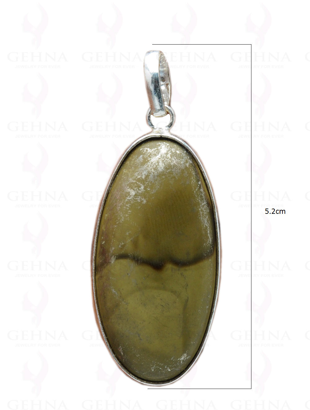 Green Creek Jasper Gemstone Studded Pendant In.925 Silver Overlay GP4121
