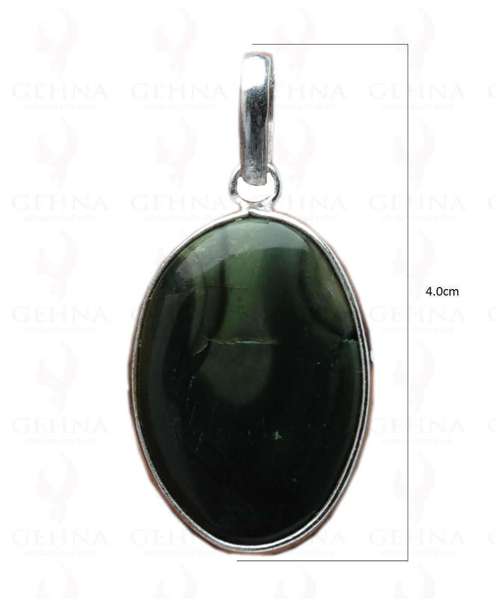 Green Creek Jasper Gemstone Studded Pendant In.925 Silver Overlay GP4125