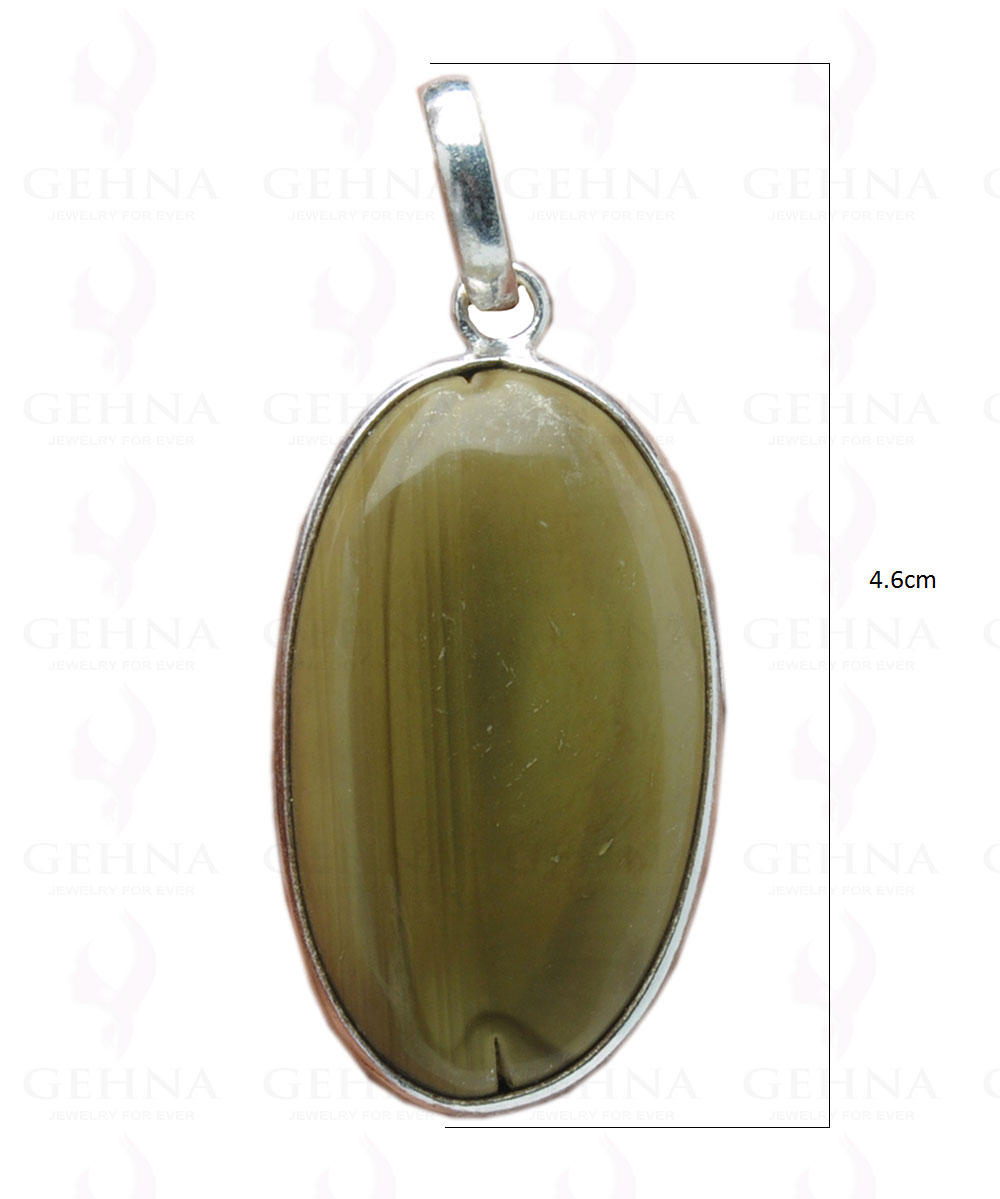 Green Creek Jasper Gemstone Studded Pendant In.925 Silver Overlay GP4128