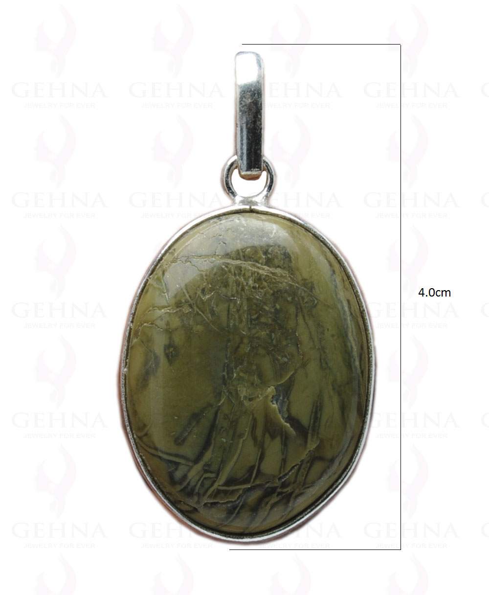 Creek Jasper Gemstone Studded Pendant In.925 Silver Overlay GP4129