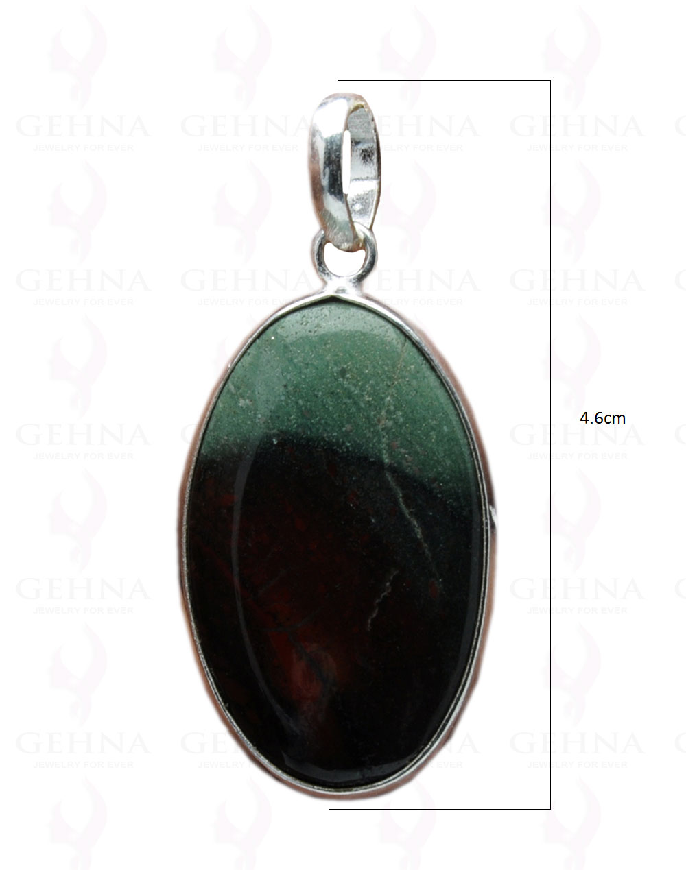 Green Creek Jasper Gemstone Studded Pendant In.925 Silver Overlay GP4133