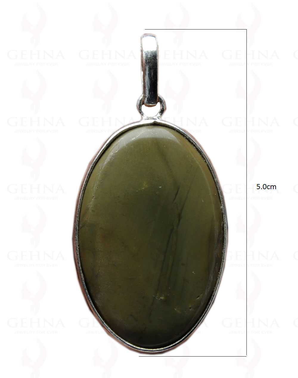 Green Creek Jasper Gemstone Studded Pendant In.925 Silver Overlay GP4134