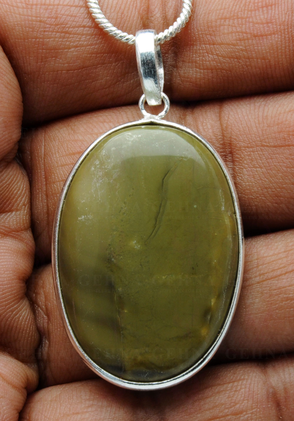 Green Creek Jasper Gemstone Studded Pendant In.925 Silver Overlay GP4136