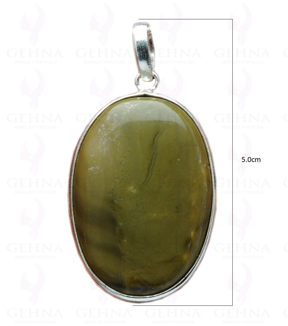 Green Creek Jasper Gemstone Studded Pendant In.925 Silver Overlay GP4136