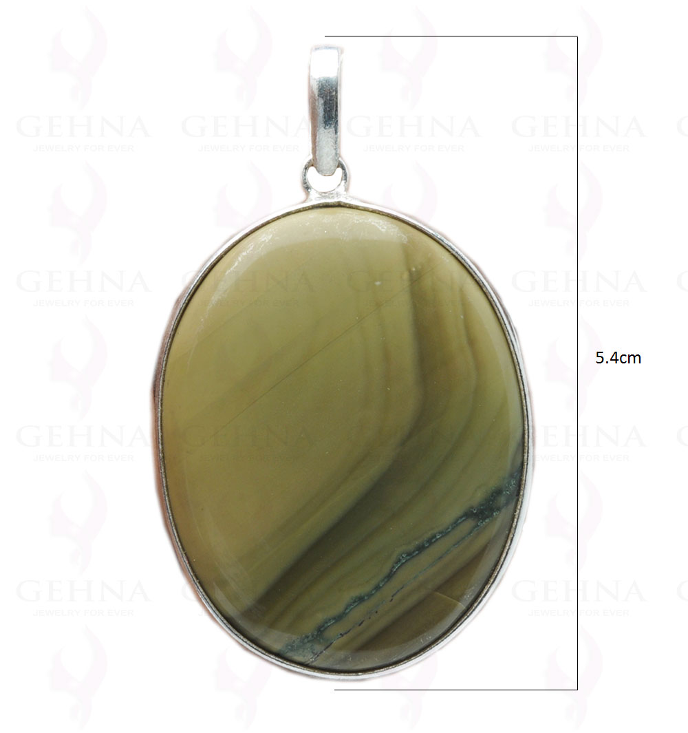 Green Creek Jasper Gemstone Studded Pendant In.925 Silver Overlay GP4141