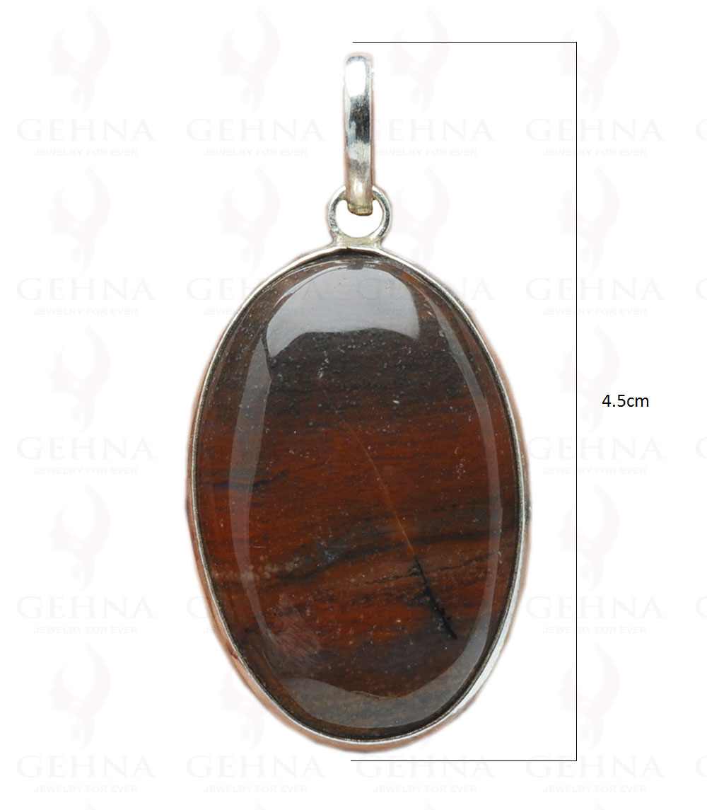 Iron Tiger’S Eye Gemstone Studded Pendant In.925 Silver Overlay GP4143