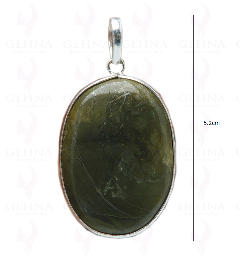 Creek Jasper Gemstone Studded Pendant In.925 Silver Overlay GP4144