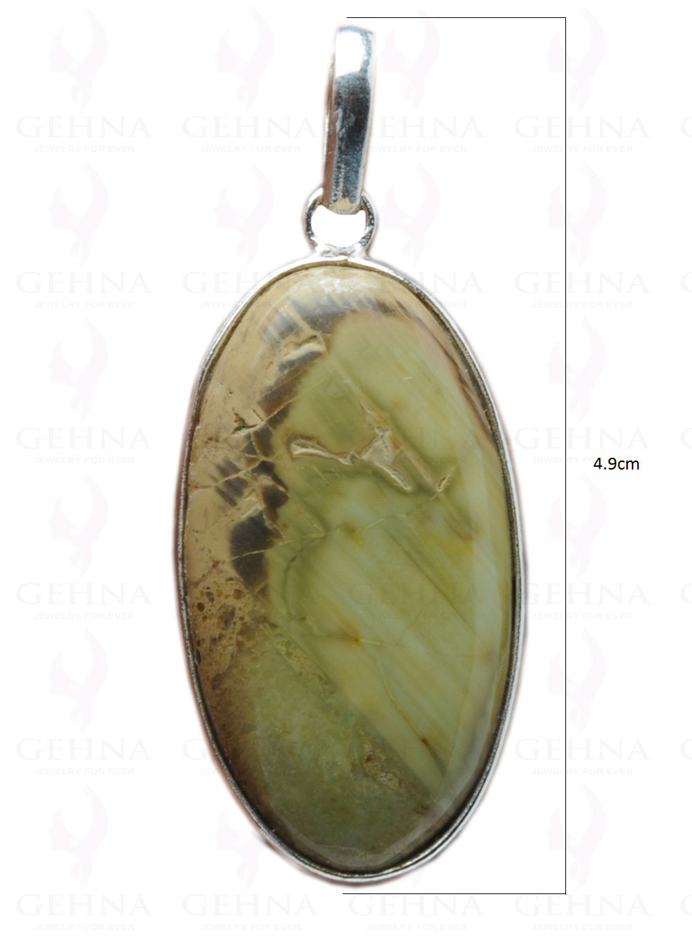 Creek Jasper Gemstone Studded Pendant In.925 Silver Overlay GP4149