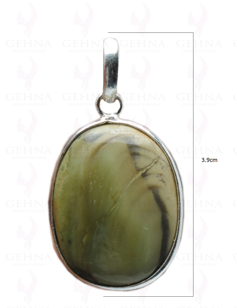 Creek Jasper Gemstone Studded Pendant In.925 Silver Overlay GP4150
