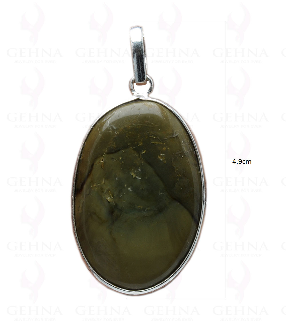 Green Creek Jasper Gemstone Studded Pendant In.925 Silver Overlay GP4151