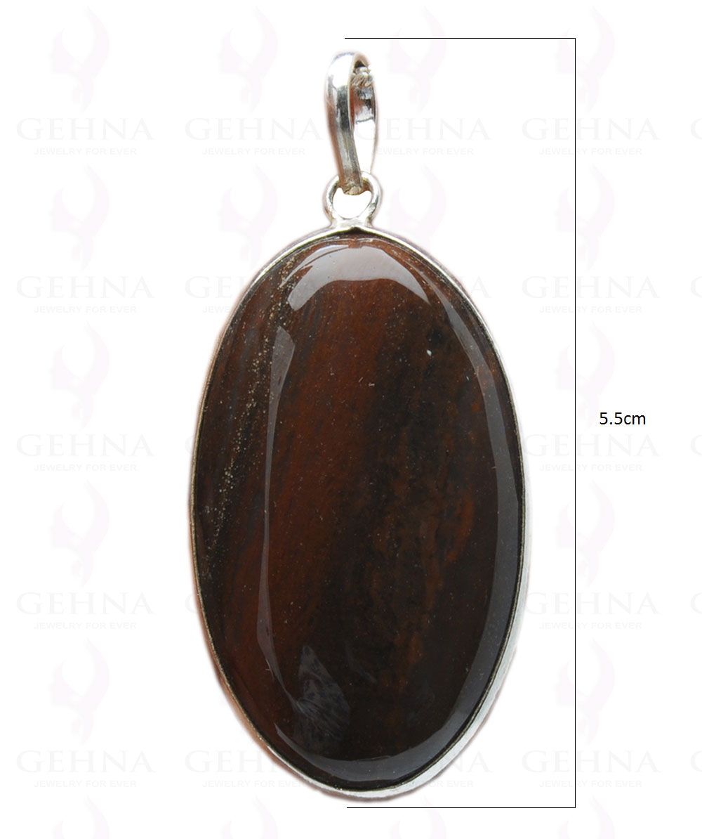 Iron Tiger’S Eye Gemstone Studded Pendant In.925 Silver Overlay GP4152