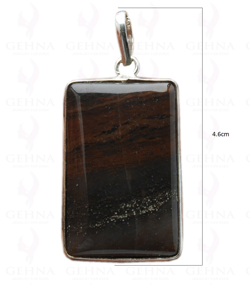 Iron Tiger’S Eye Gemstone Studded Pendant In.925 Silver Overlay GP4155