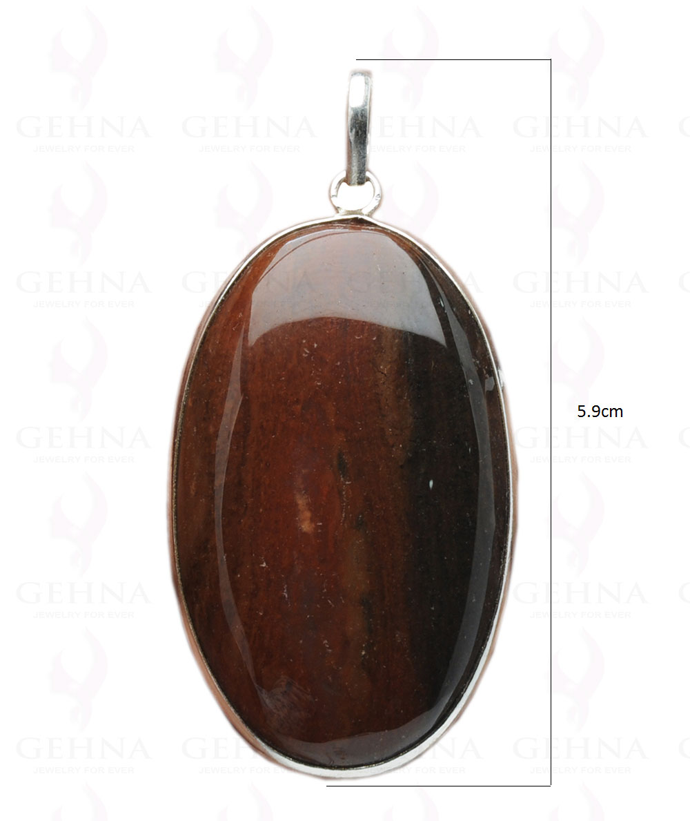 Iron Tiger’S Eye Gemstone Studded Pendant In.925 Silver Overlay GP4156
