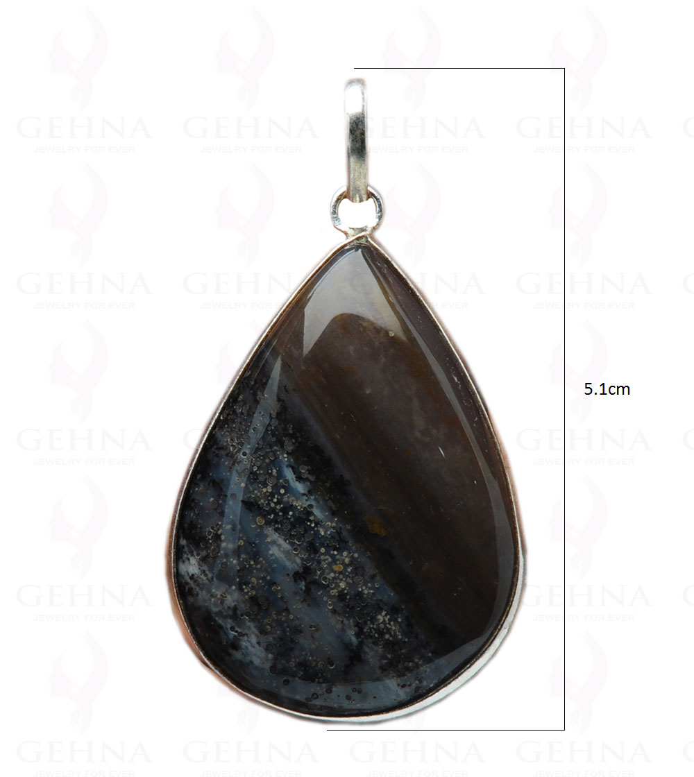 Iron Tiger’S Eye Gemstone Studded Pendant In.925 Silver Overlay GP4157