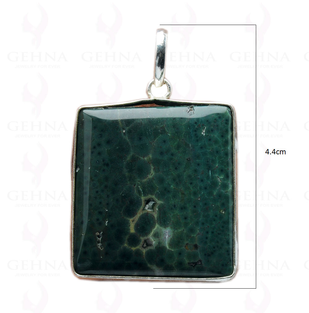 Heliotrope Gemstone Studded Pendant In.925 Silver Overlay GP4158