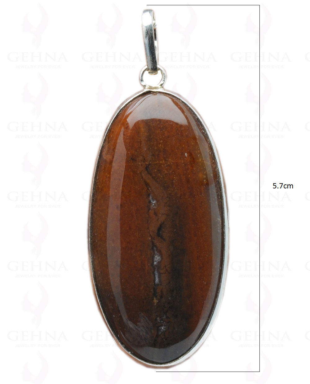 Iron Tiger’S Eye Gemstone Studded Pendant In.925 Silver Overlay GP4162