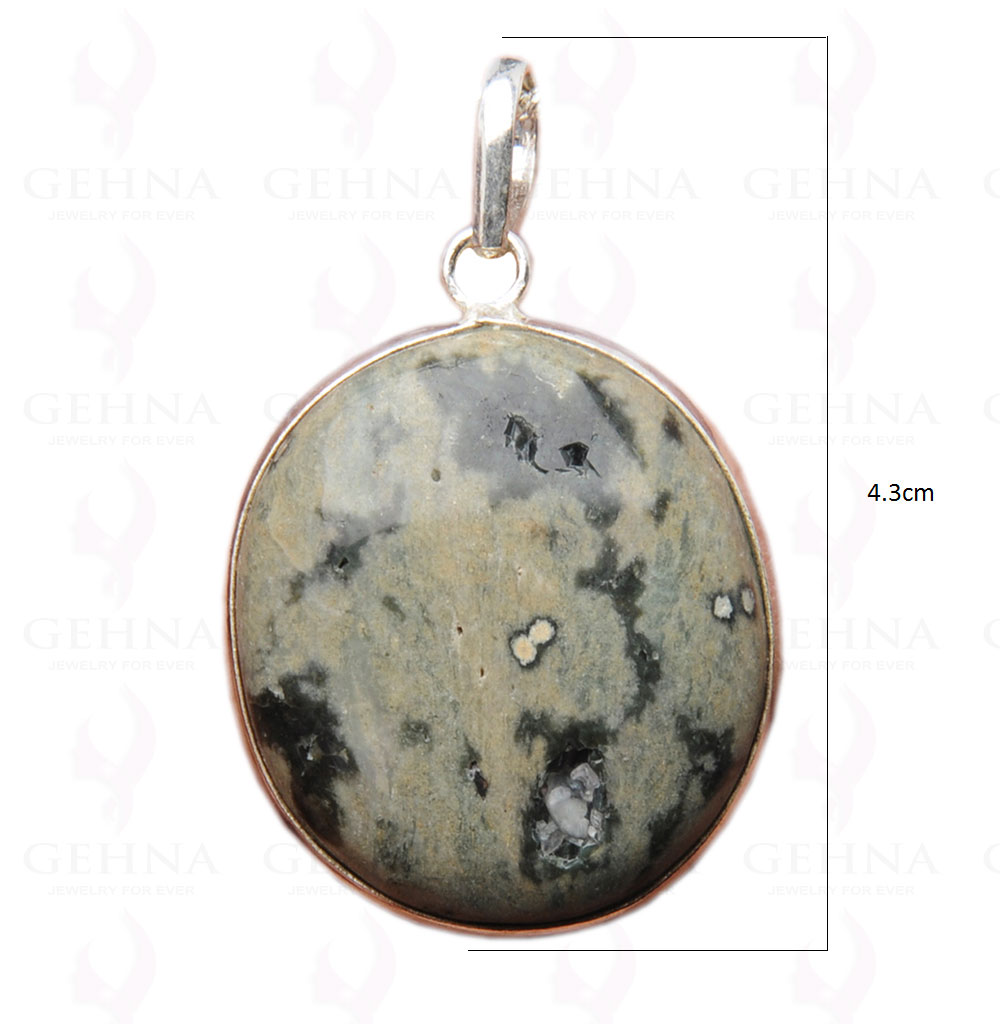 Jasper Gemstone Studded Pendant In.925 Silver Overlay GP4172
