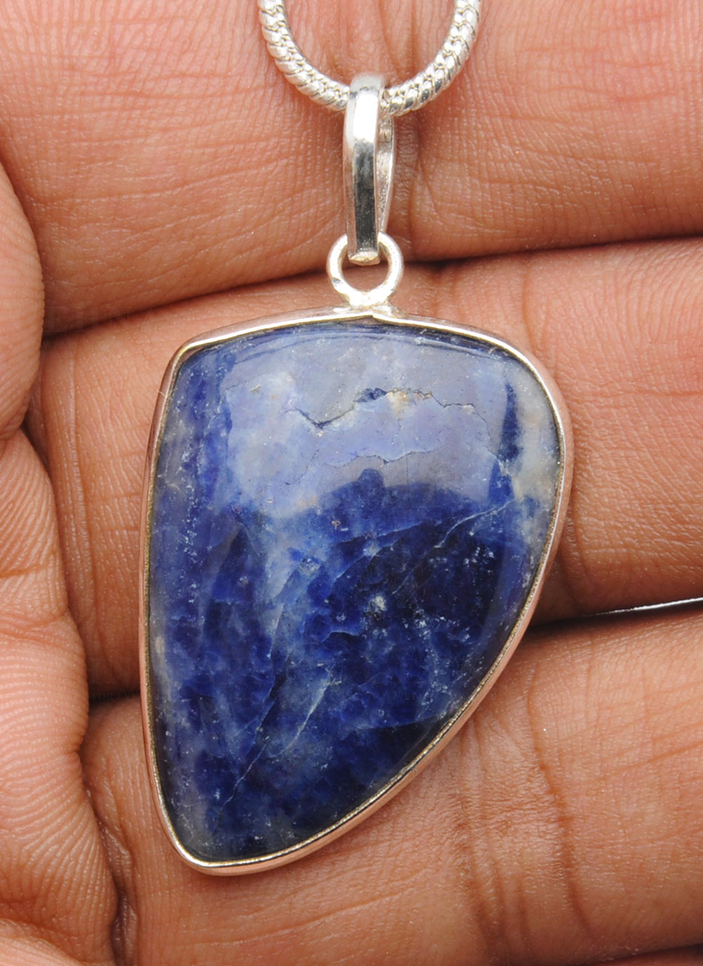 Sodalite Gemstone Studded Pendant In.925 Silver Overlay GP4173