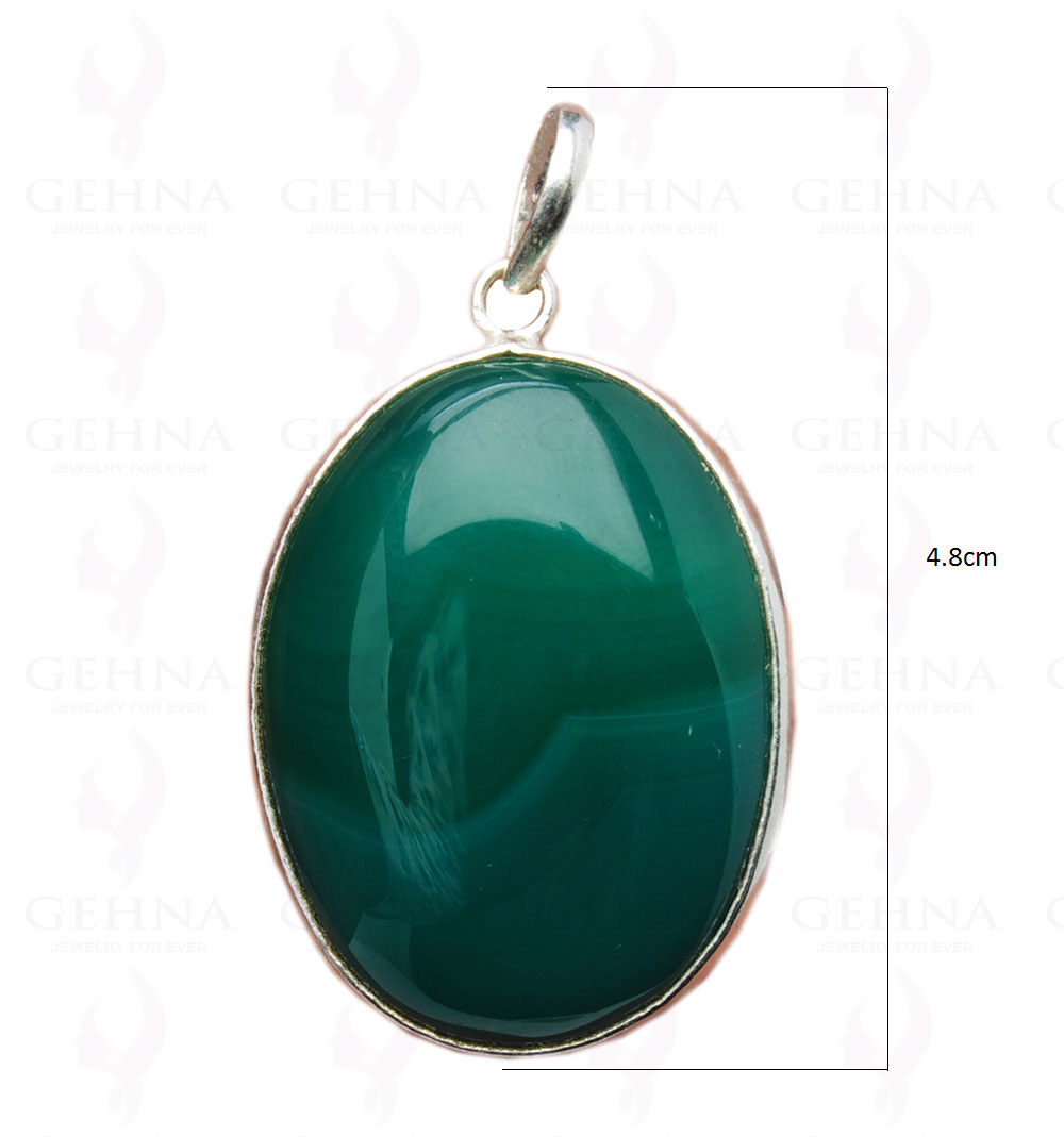 Green Onyx Gemstone Studded Pendant In.925 Silver Overlay GP4176