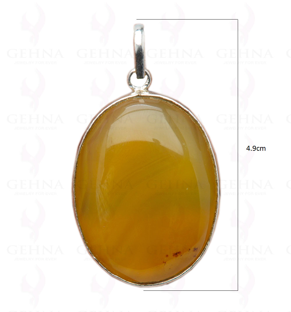 Yellow Onyx Gemstone Studded Pendant In.925 Silver Overlay GP4179