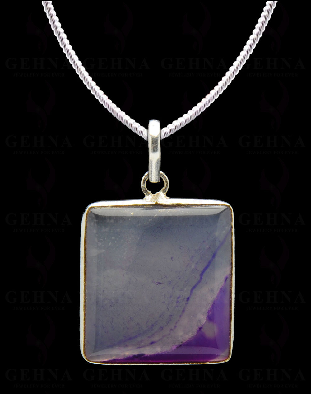 Purple Lace Agate Gemstone Studded Pendant In.925 Silver Overlay GP4183