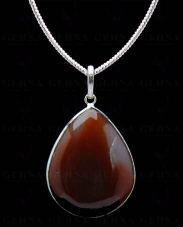 Carnelian Gemstone Studded Pendant In.925 Silver Overlay GP4185