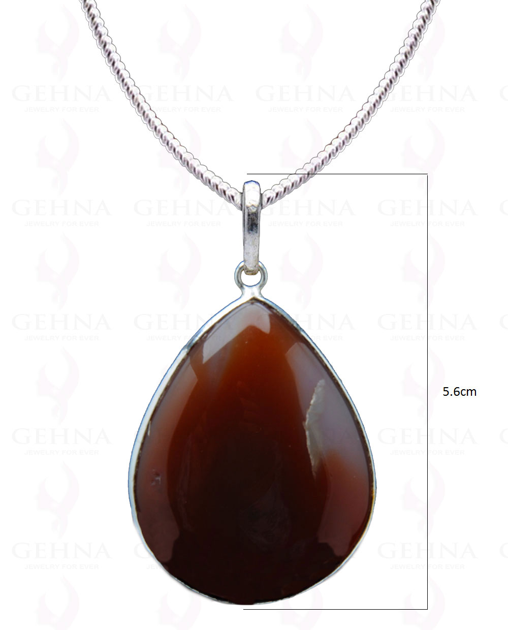 Carnelian Gemstone Studded Pendant In.925 Silver Overlay GP4185