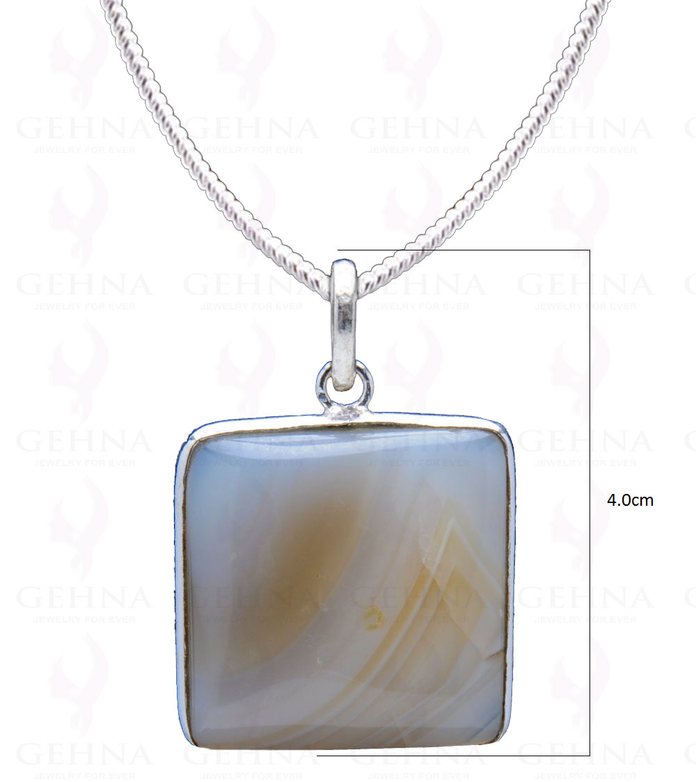 Banded Agate Gemstone Studded Pendant In.925 Silver Overlay GP4187