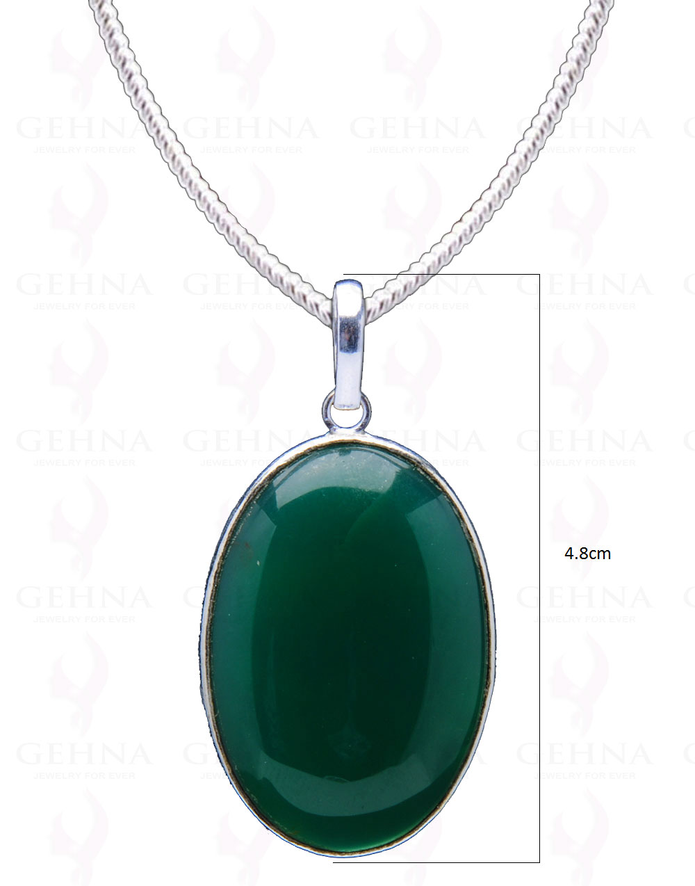 Green Onyx Gemstone Studded Pendant In.925 Silver Overlay GP4189