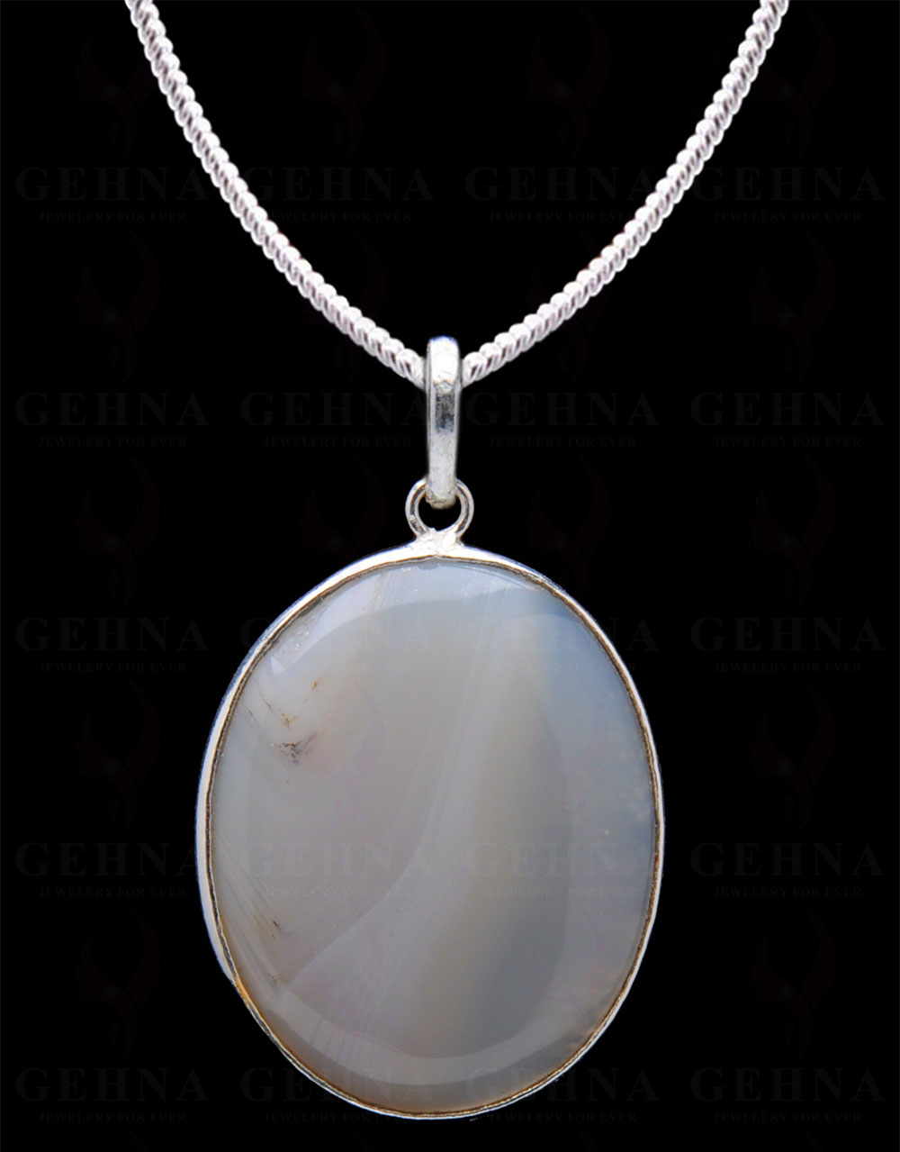 Chalcedony Gemstone Studded Pendant In.925 Silver Overlay GP4190
