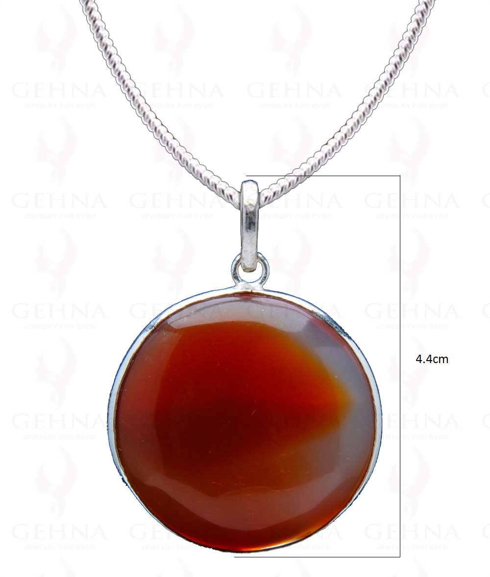 Carnelian Gemstone Studded Pendant In.925 Silver Overlay GP4191