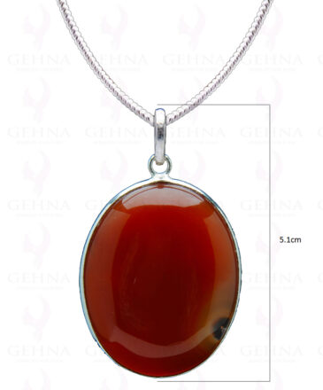 Carnelian Gemstone Studded Pendant In.925 Silver Overlay GP4194