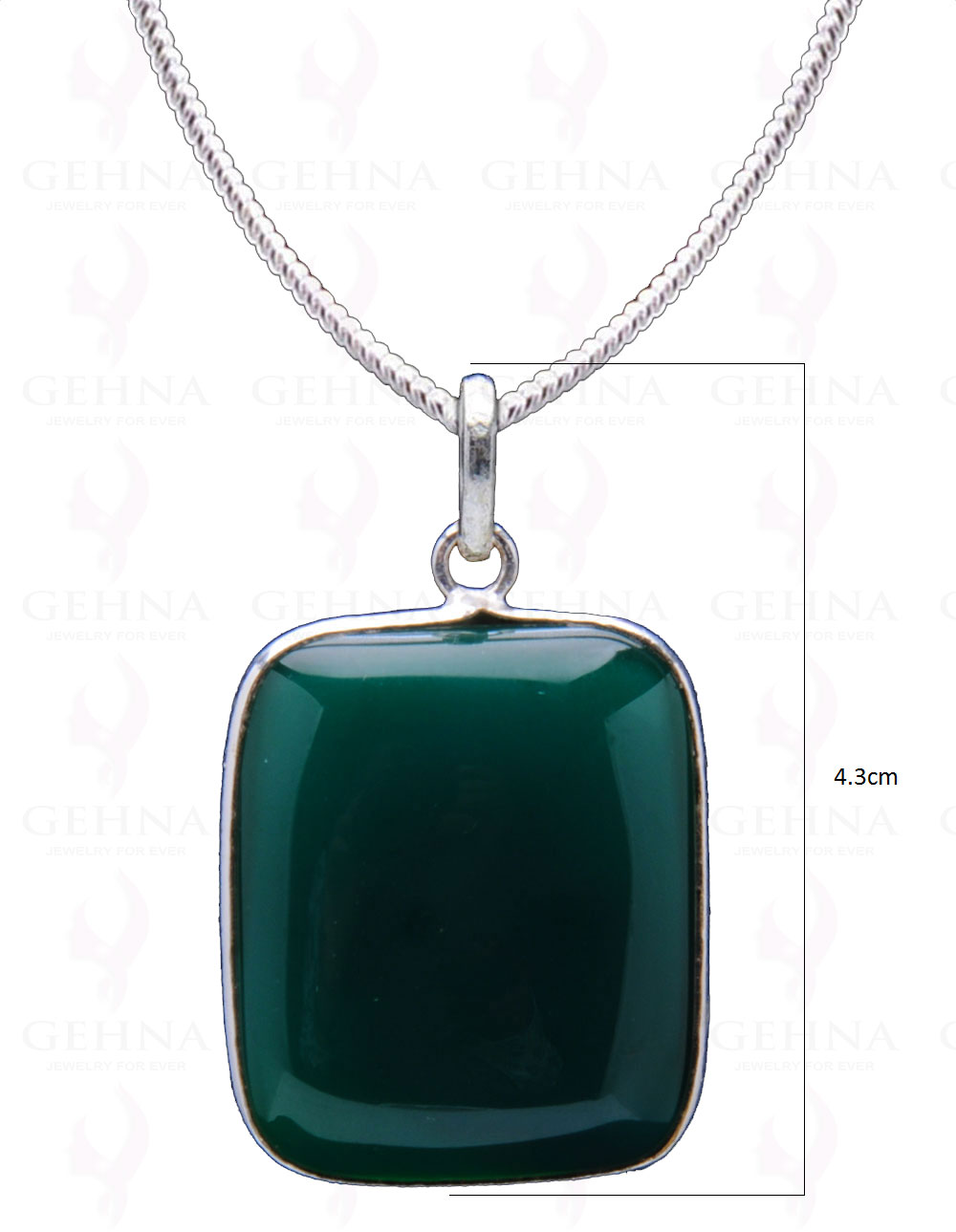Green Onyx Gemstone Studded Pendant In.925 Silver Overlay GP4196