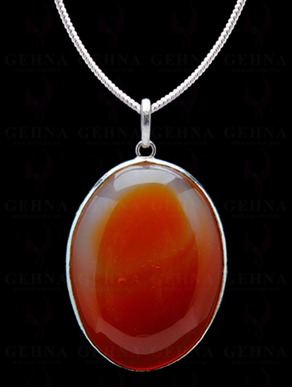 Carnelian Gemstone Studded Pendant In.925 Silver Overlay GP4198