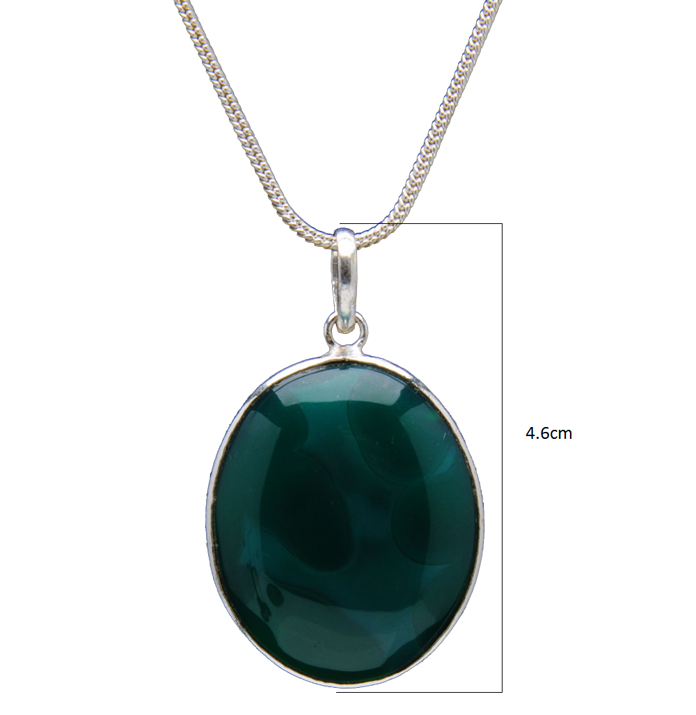 Green Onyx Gemstone Studded Pendant In.925 Silver Overlay GP4201