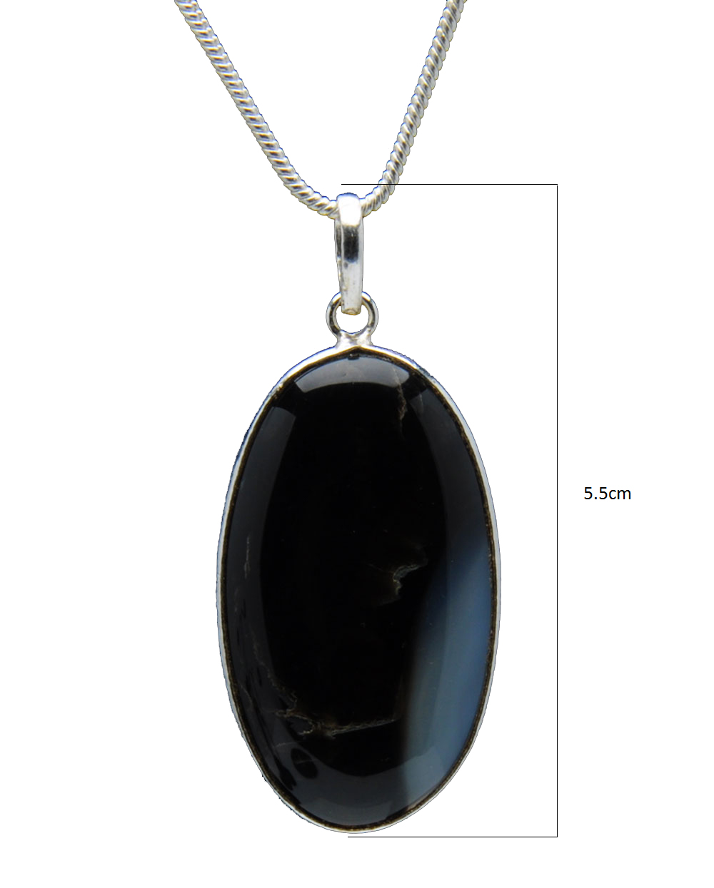 Black Banded Agate Gemstone Studded Pendant In.925 Silver Overlay GP4203