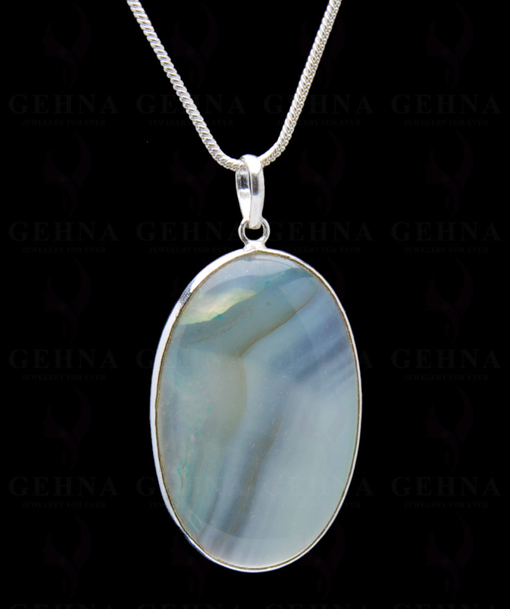 Banded Agate Gemstone Studded Pendant In.925 Silver Overlay GP4212