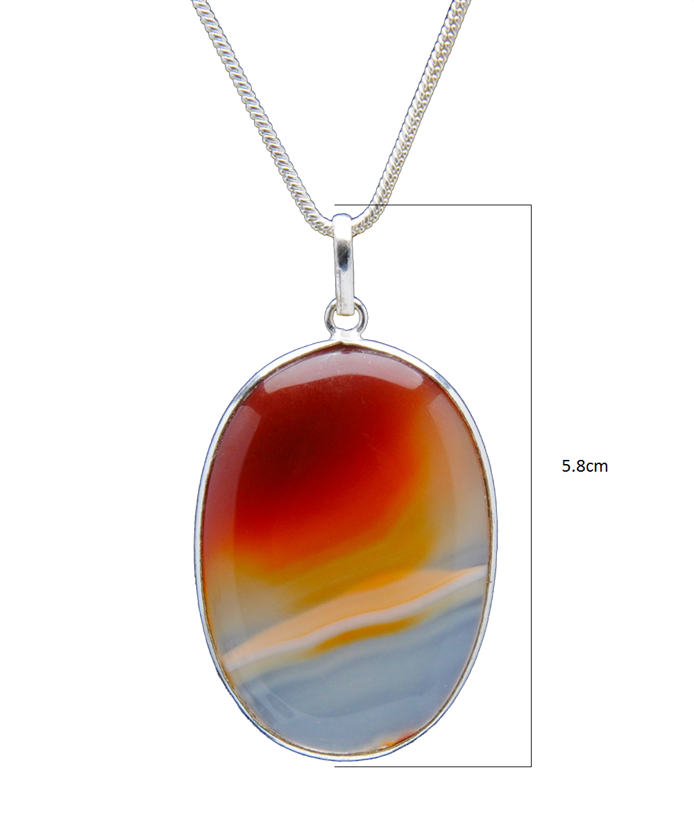 Orange Onyx Gemstone Studded Pendant In.925 Silver Overlay GP4214