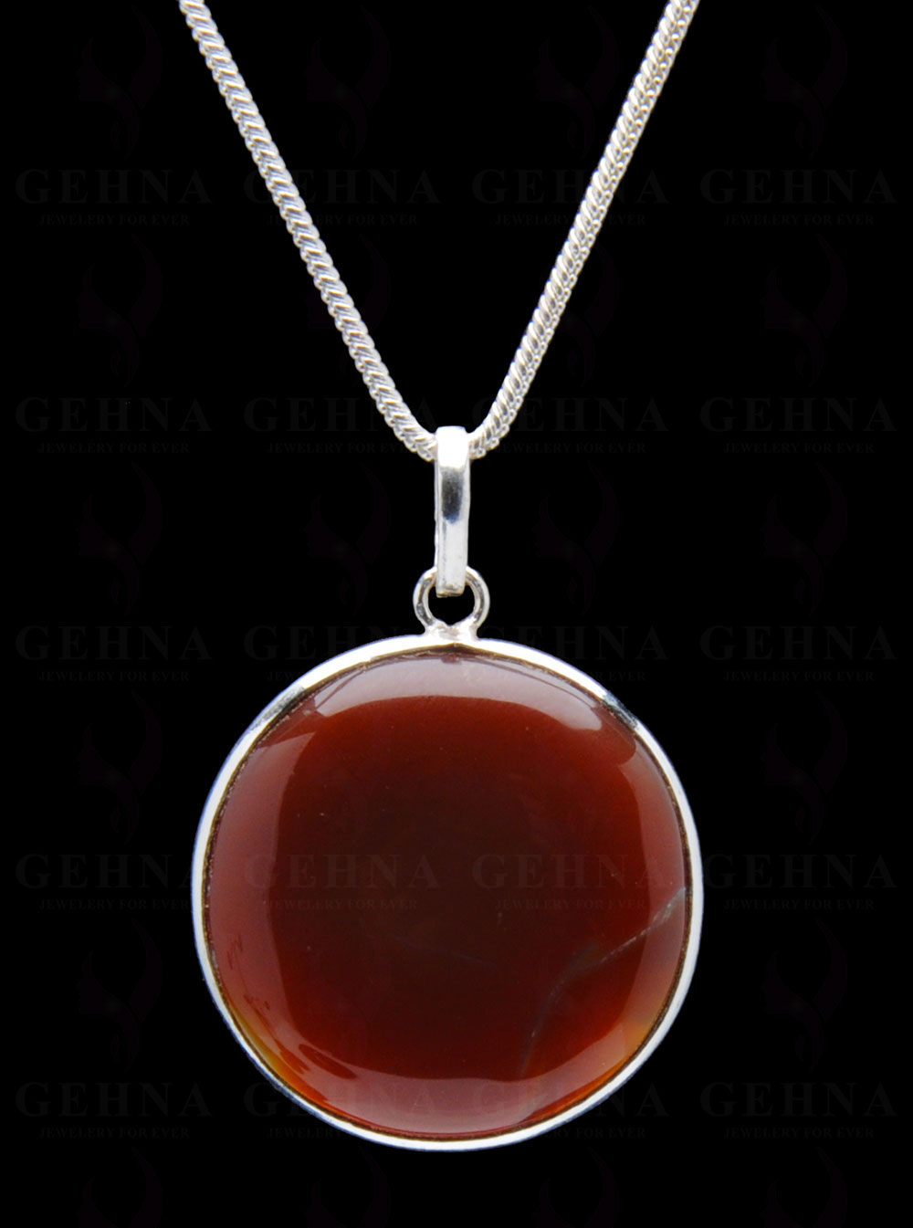 Carnelian Gemstone Studded Pendant In.925 Silver Overlay GP4222