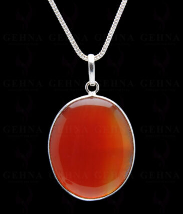 Carnelian Gemstone Studded Pendant In.925 Silver Overlay GP4229