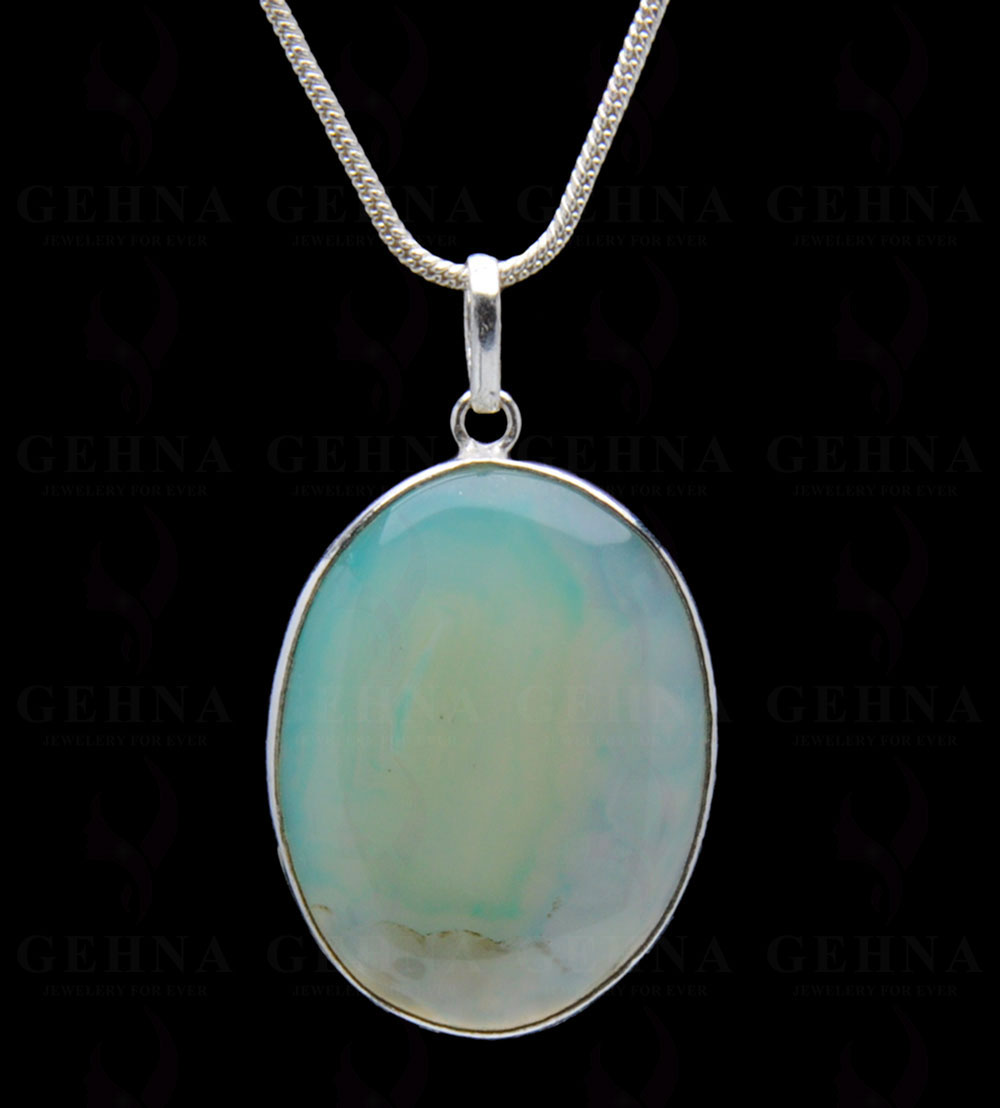 Banded Agate Gemstone Studded Pendant In.925 Silver Overlay GP4233