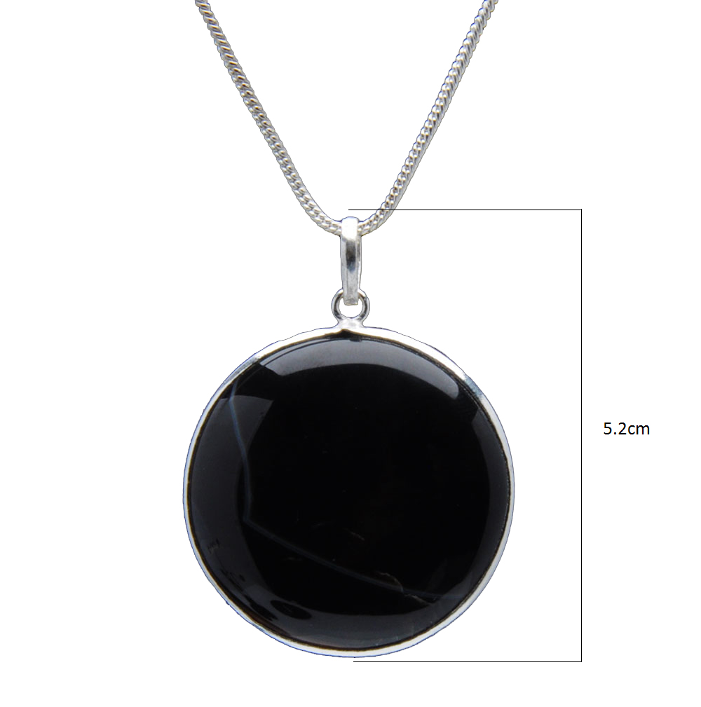 Black Banded Agate Gemstone Studded Pendant In.925 Silver Overlay GP4246
